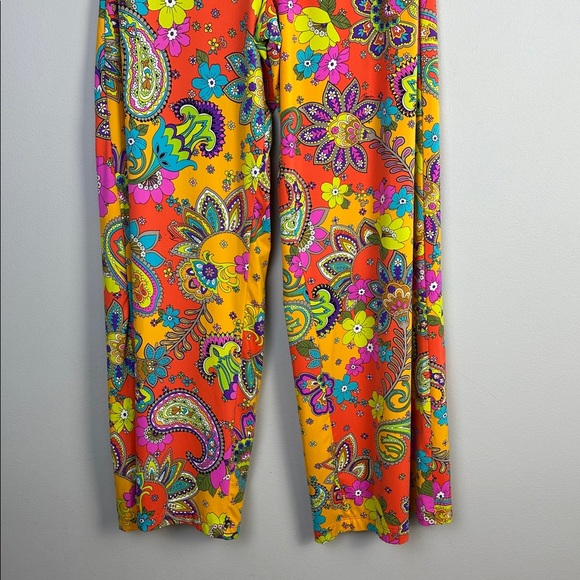 Trina Turk Bohemian Paisley Printed Wide Leg Beach Pants Nylon Stretch Medium - Picture 4 of 16